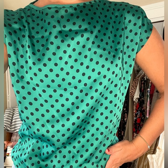 Tops - Vintage 80s silky polka dot blouse
